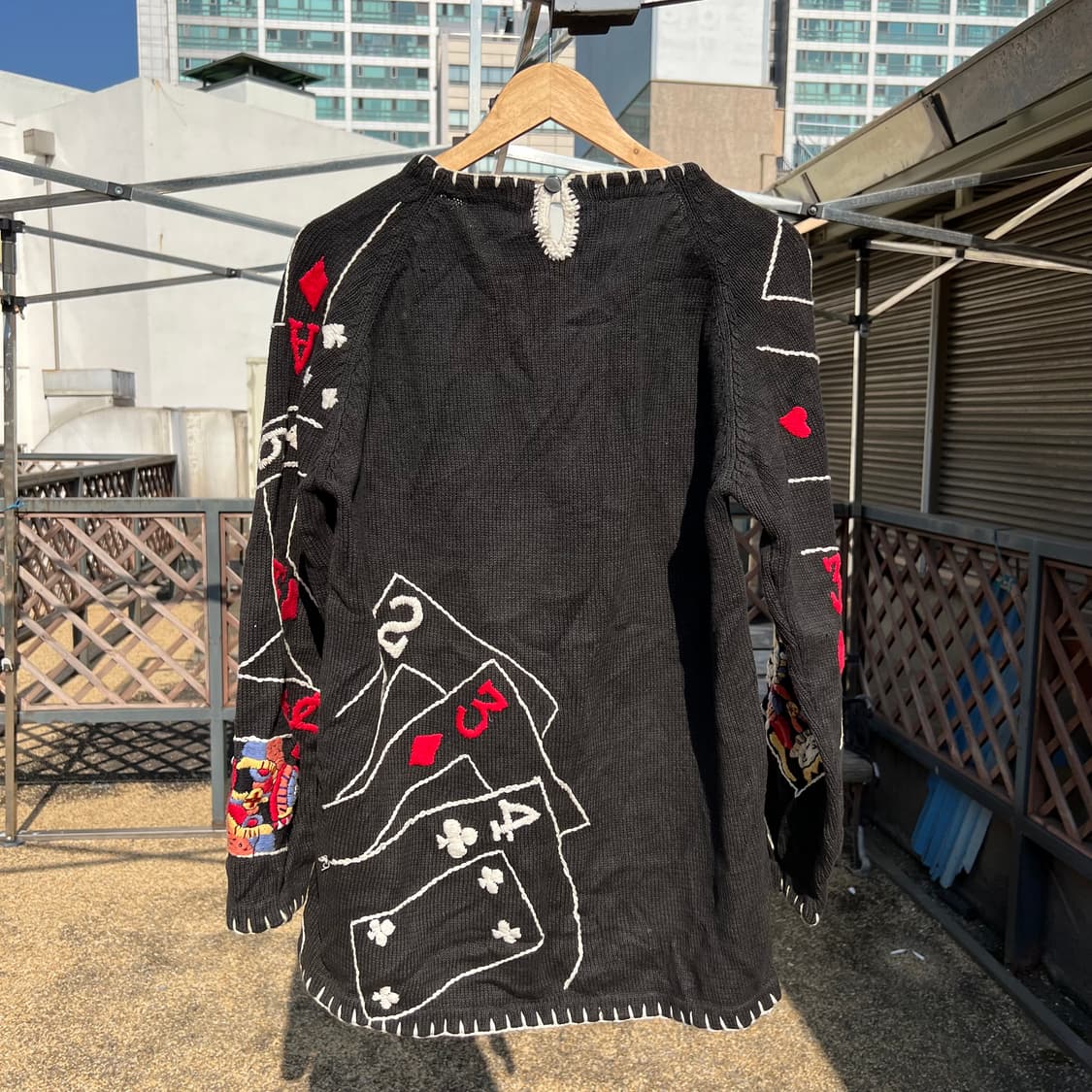 빈티지 트럼프 카드 코튼 니트 원피스 상품이미지5