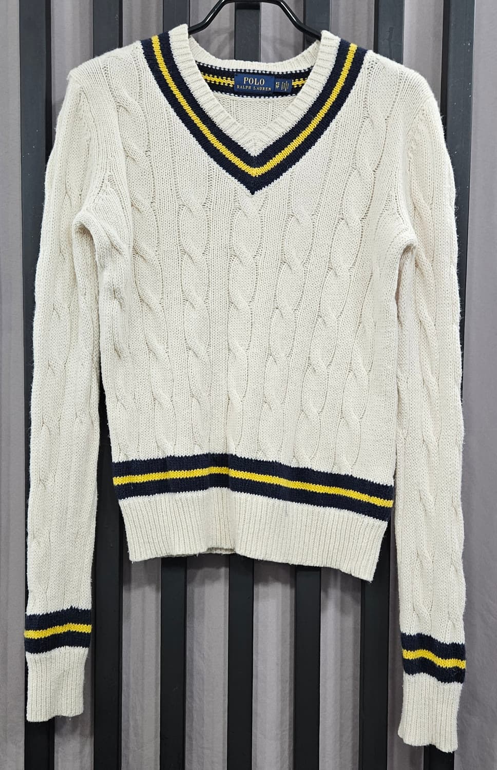(정품)폴로 랄프로렌  브이넥 크리켓 니트 (캐시미어함유)아이보리 XS 상품이미지1