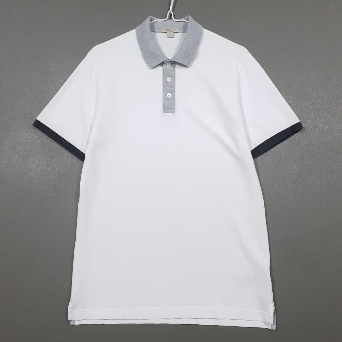 S) 버버리 크레스트 기사 로고 배색 반팔 카라티 폴로 피케 셔츠 화이트 상품이미지1