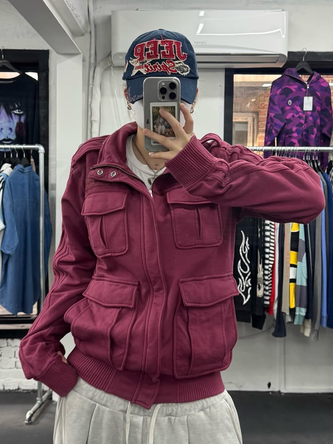 아디다스 멀티포켓 버건디 필드자켓 상품이미지3