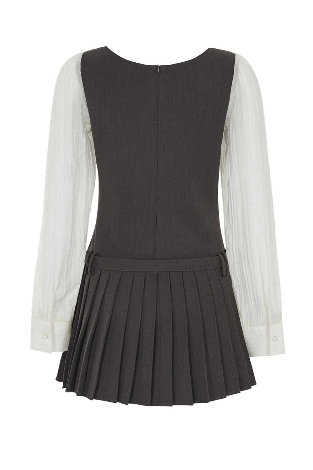 illigo 프레피 리본 플리츠 원피스 차콜 상품이미지3