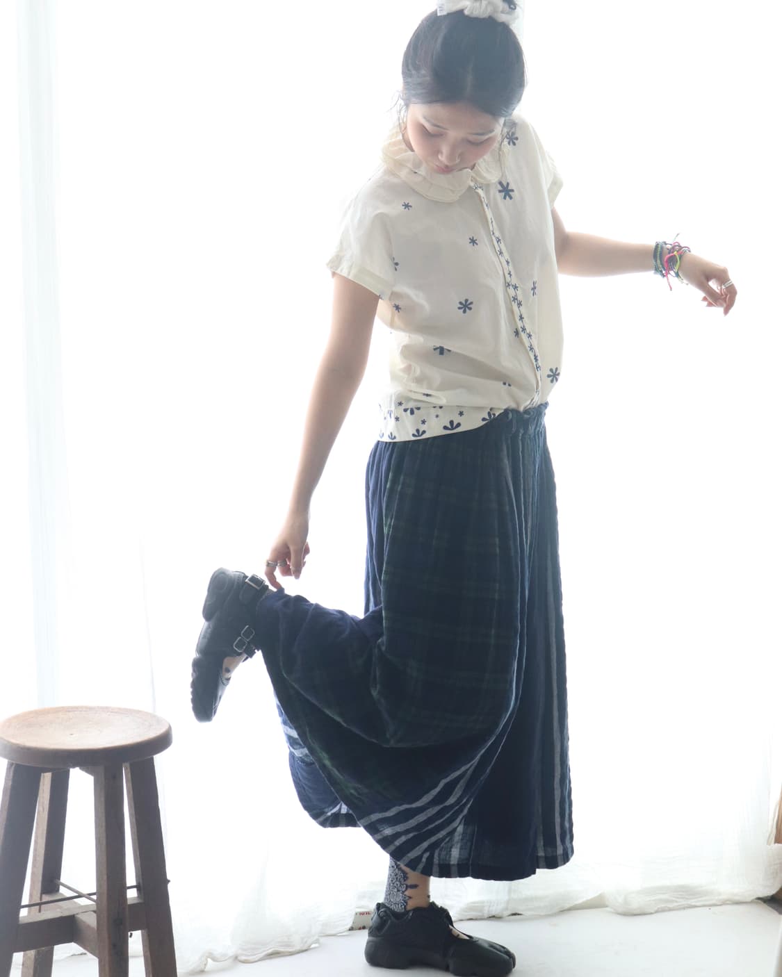 [Natural Laundry] Check & Stripe Skirt 상품이미지3