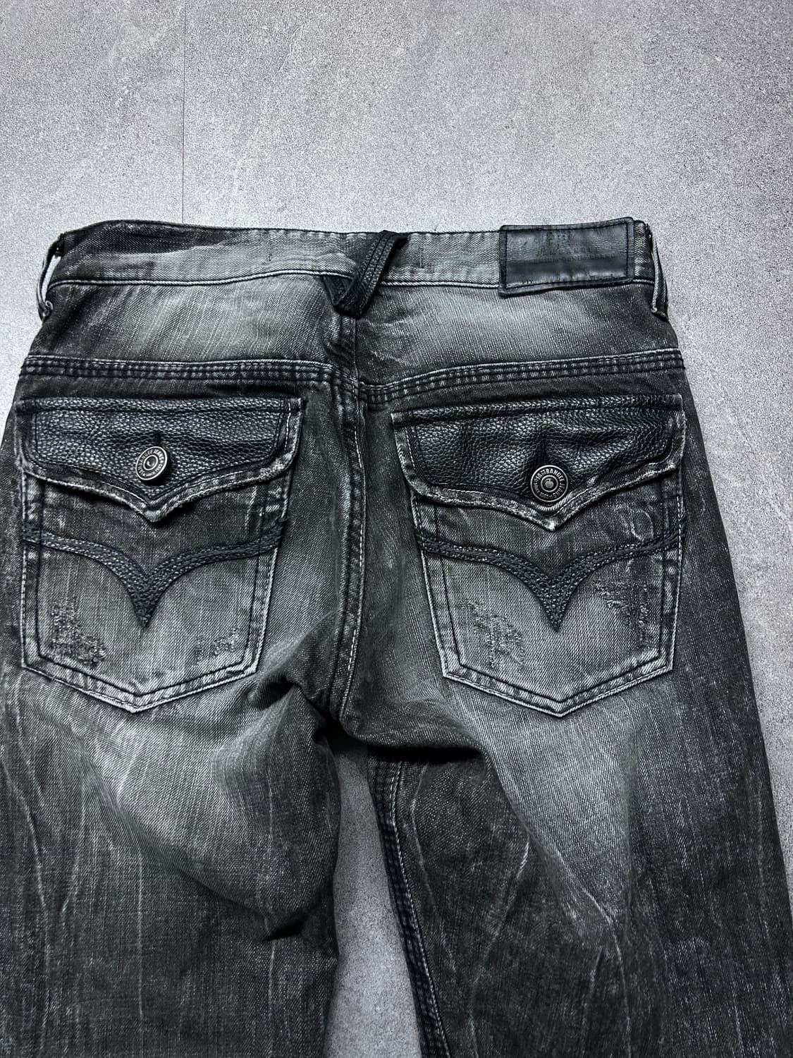 레더 패치 워싱 데님 상품이미지8