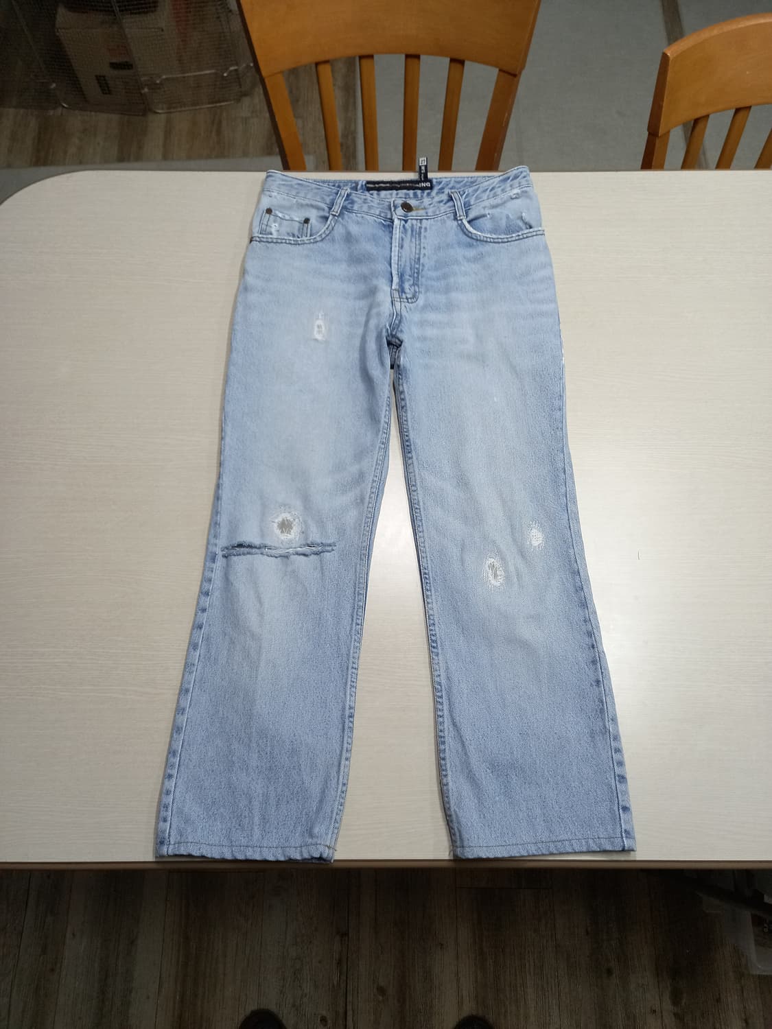 27 INGALLS 데미지워싱 일자진 연청 리페어진 27-606 상품이미지1