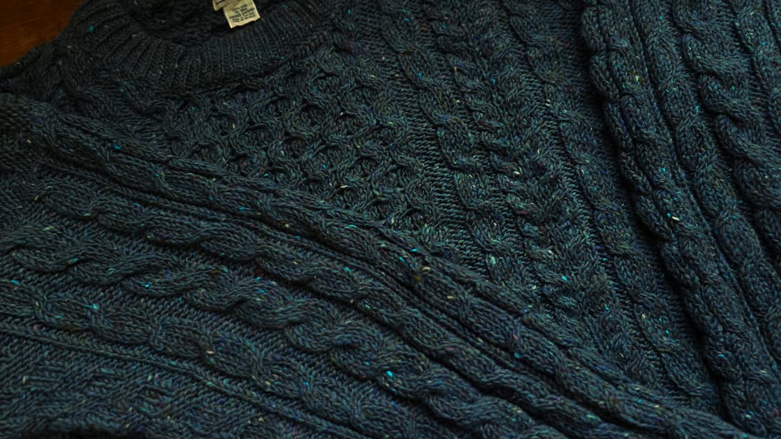 L.L.BEAN 아일랜드 울 니트 블루그린 L~XL 상품이미지3