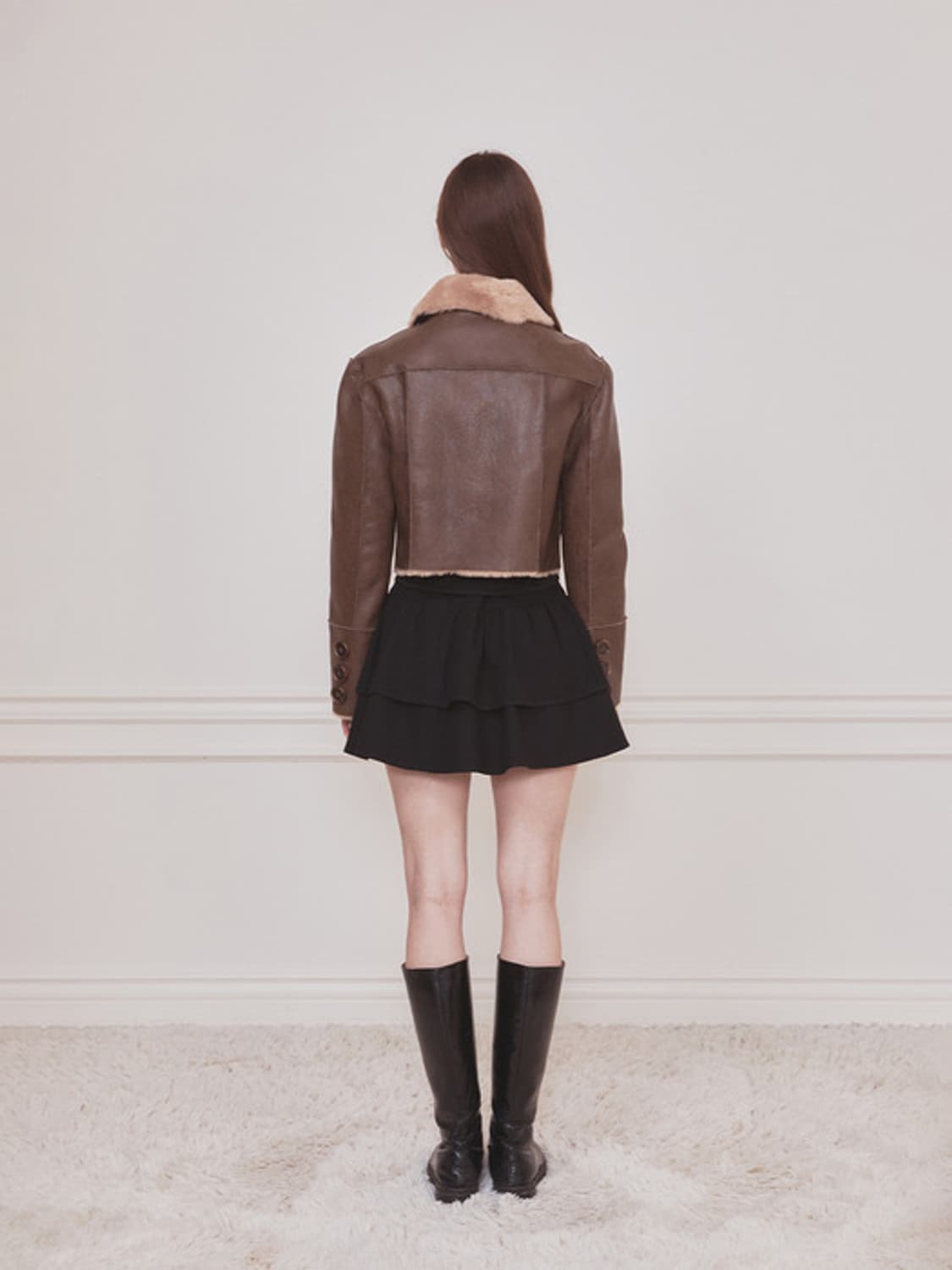 숏 리버시블 레더 무스탕 (브라운) S 상품이미지3