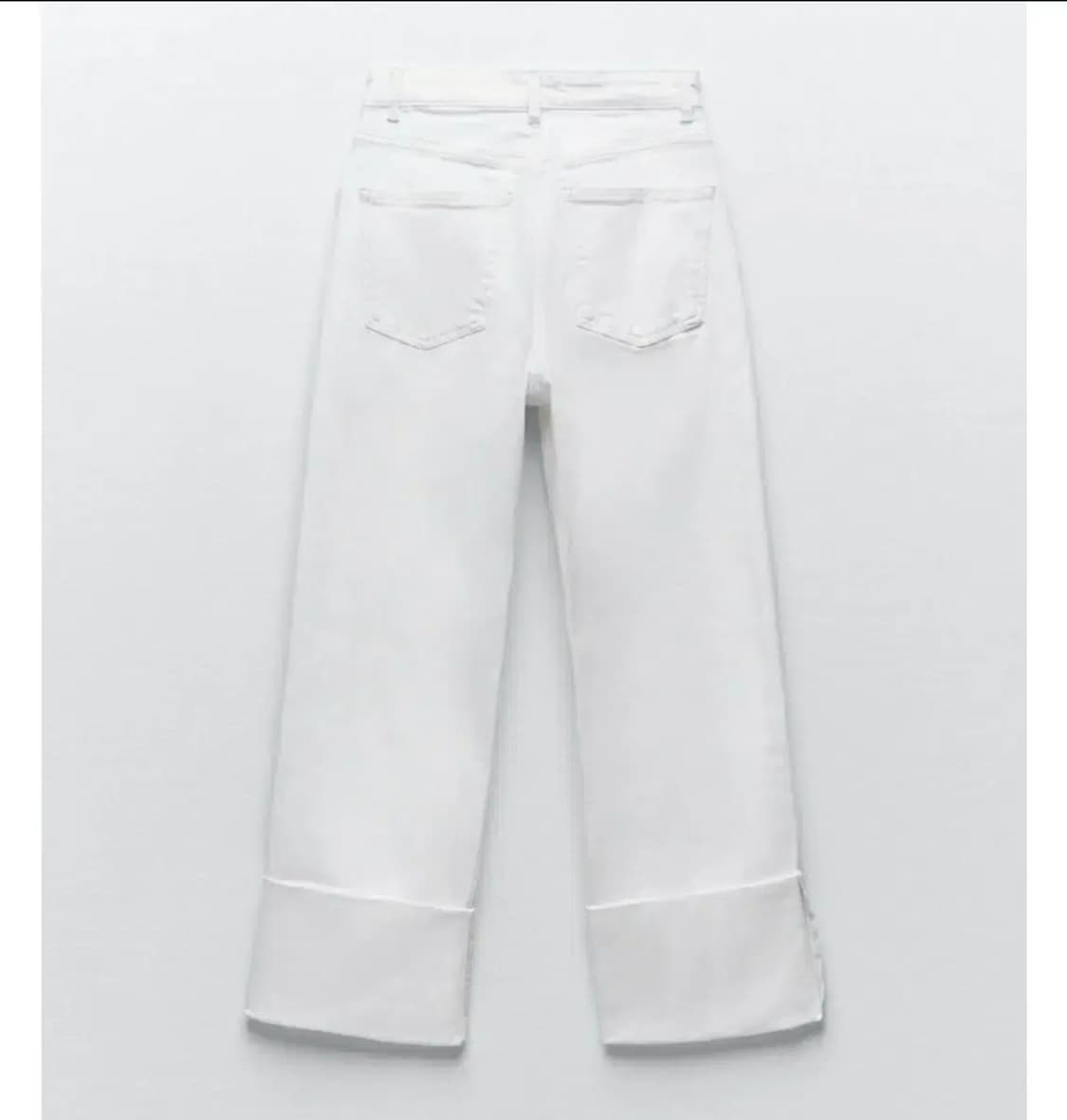 자라 하이웨이스트 밑단롤업 오가닉코튼 화이트진 (27) 상품이미지3