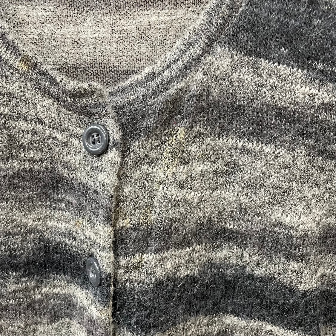 빈티지 멀티 스트라이프 그레이 반팔 니트 가디건 상품이미지5