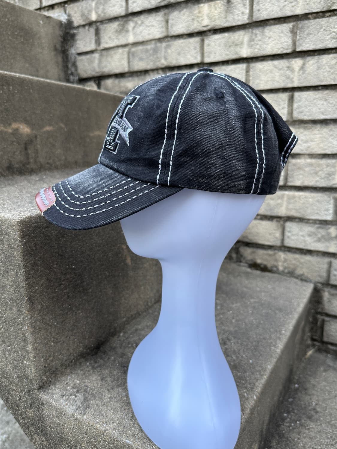 Vintage leather detail gray washing cap  상품이미지2