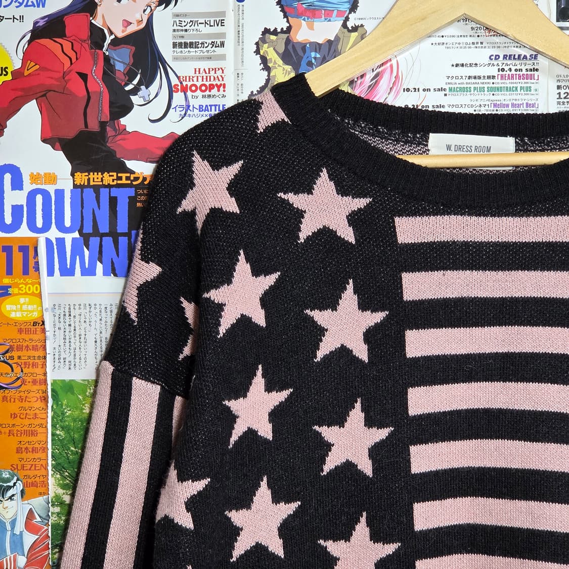 블랙 핑크 성조기 패턴 니트 상품이미지3