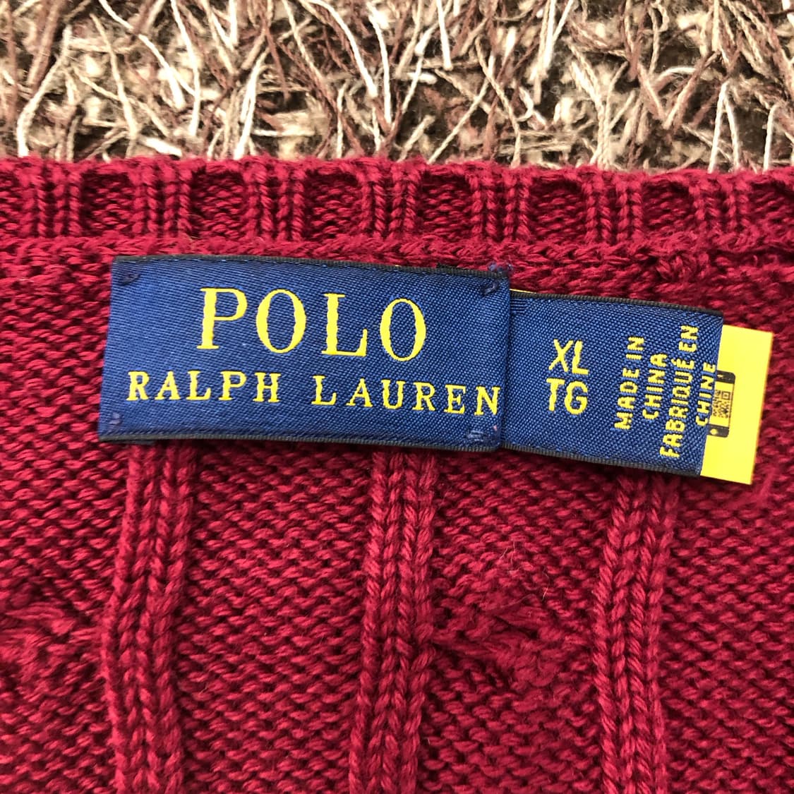 폴로 랄프로렌 브이넥 케이블 버건디 니트 상품이미지5