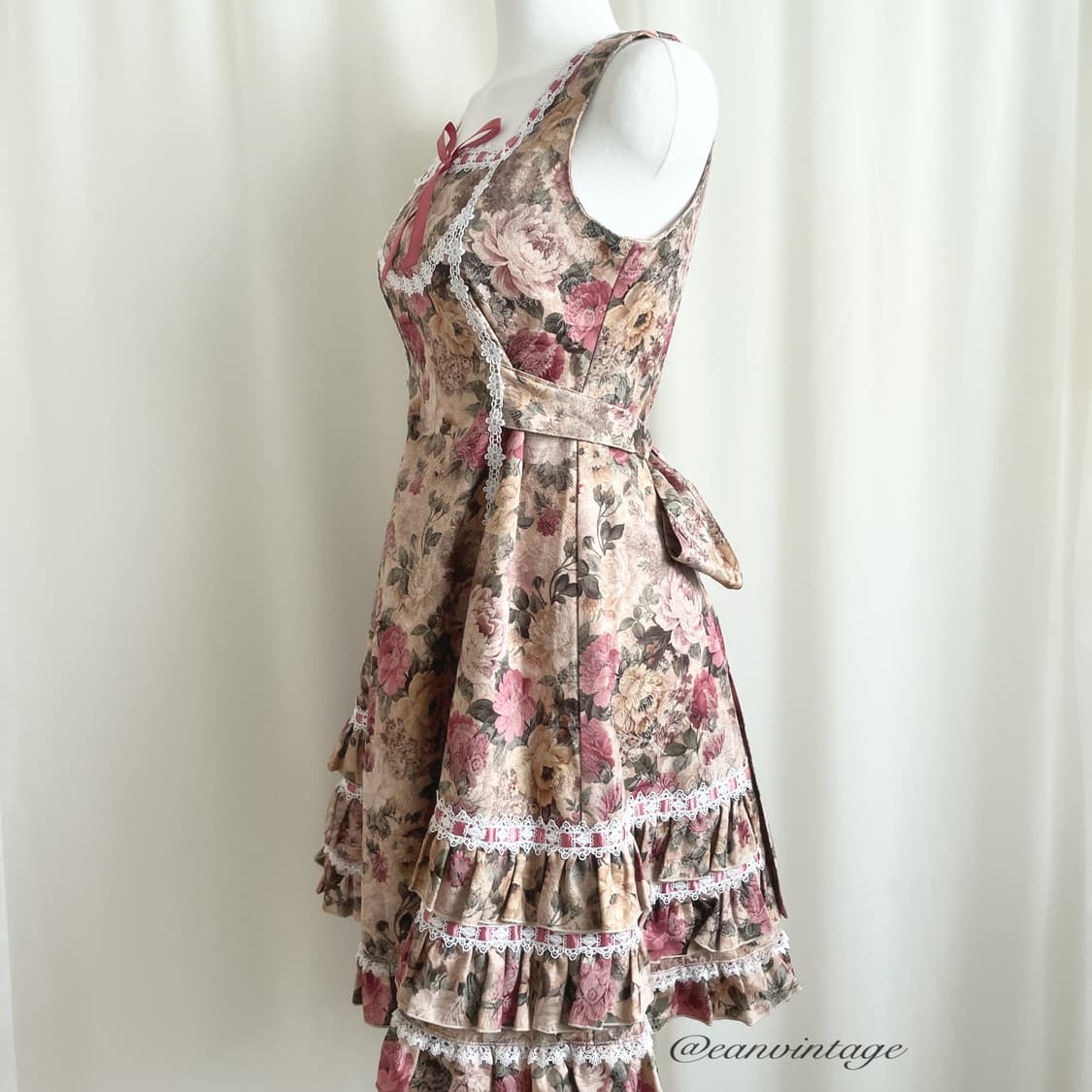 Bodyline red flower ribbon one-piece 상품이미지4