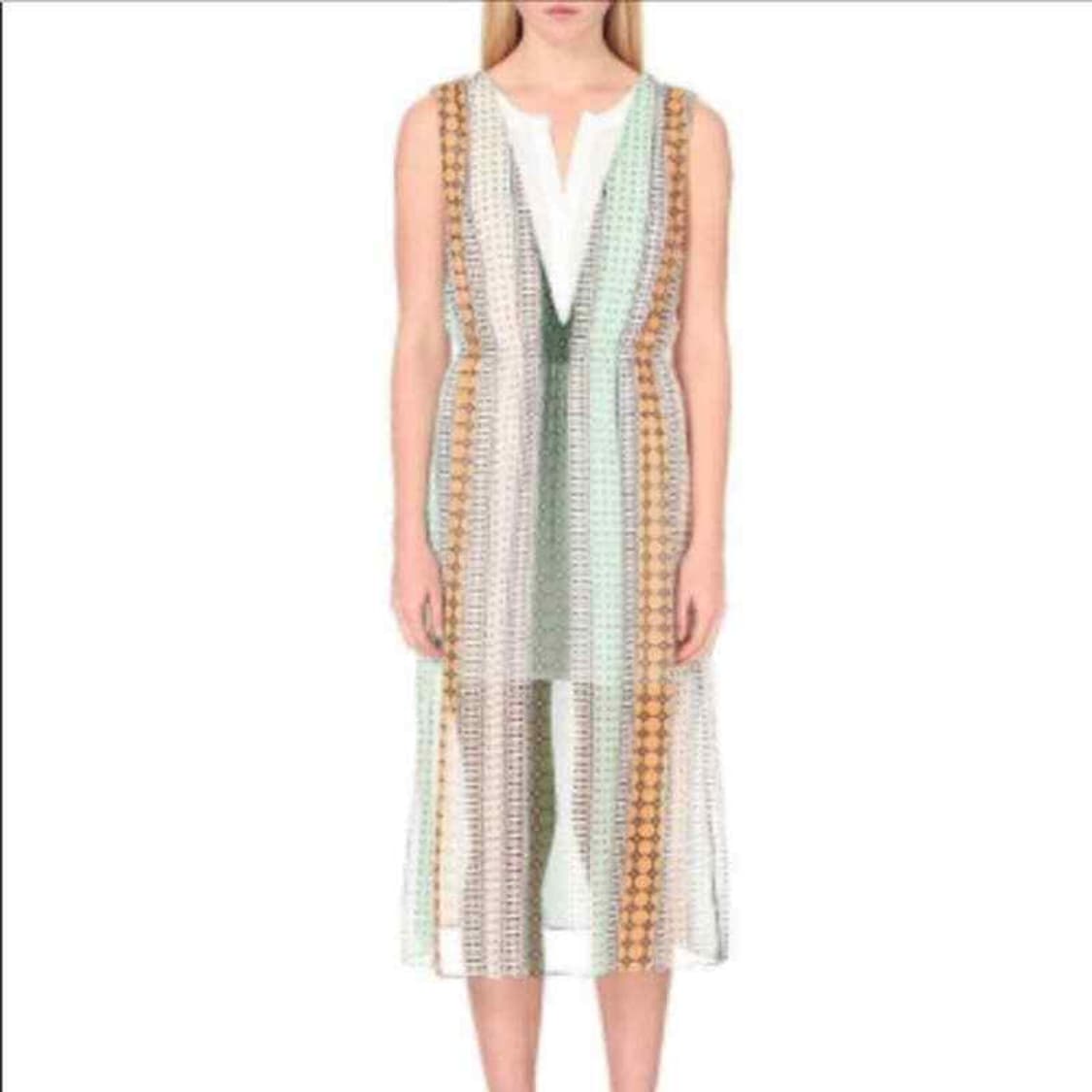 산드로 브이넥 패턴 슬리브리스 쉬폰 원피스 55 상품이미지1