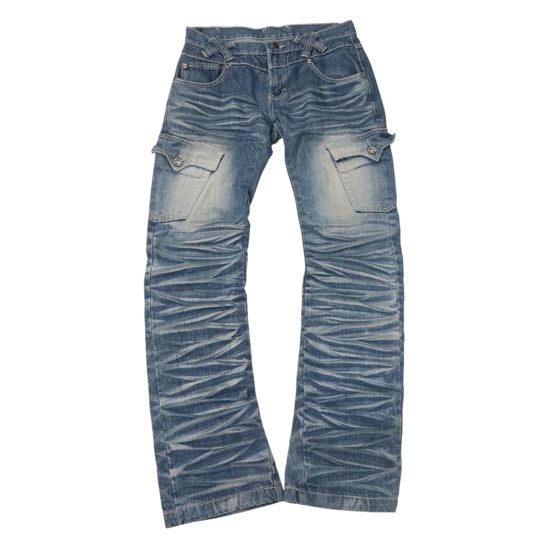 DAILY NEWS 데일리뉴스 빈티지 카고 스트라이프 워싱 데님 팬츠 상품이미지1