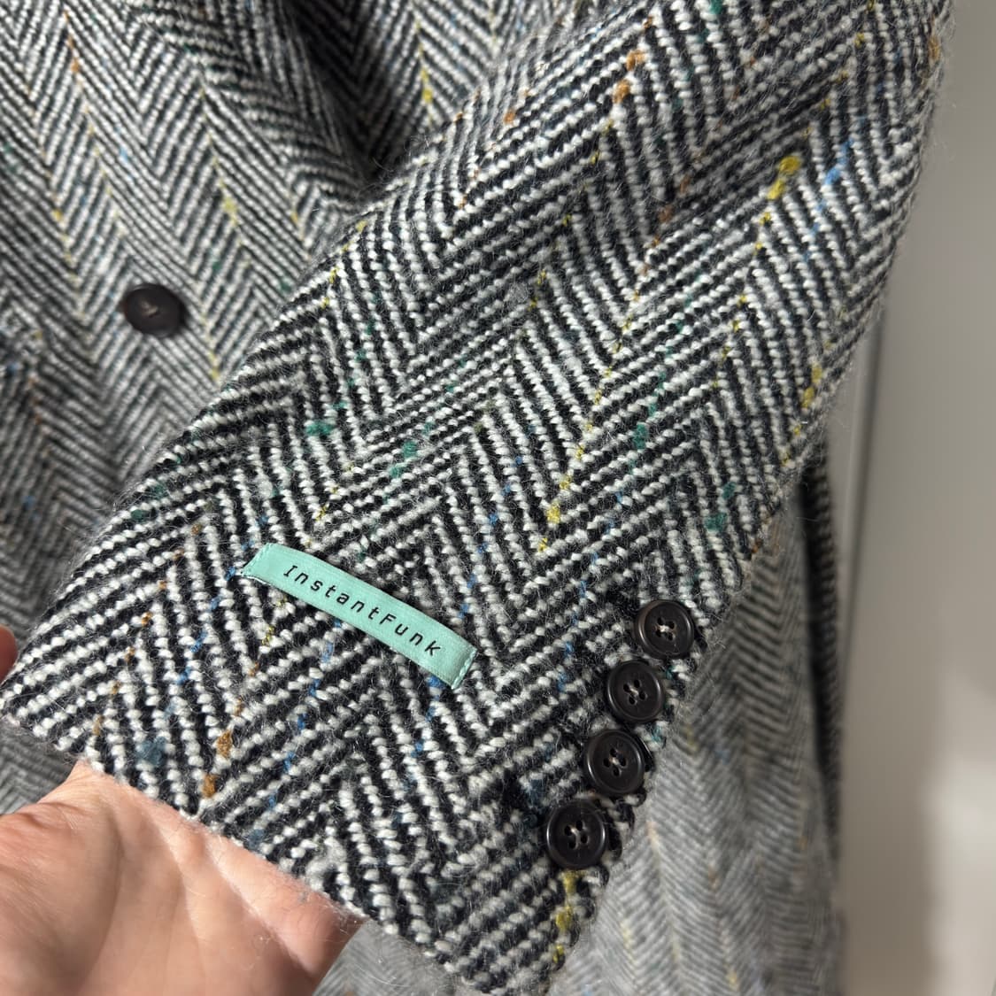 인스턴트펑크 21FW 오버사이즈 울 더블 롱 코트 그레이헤링본 상품이미지7