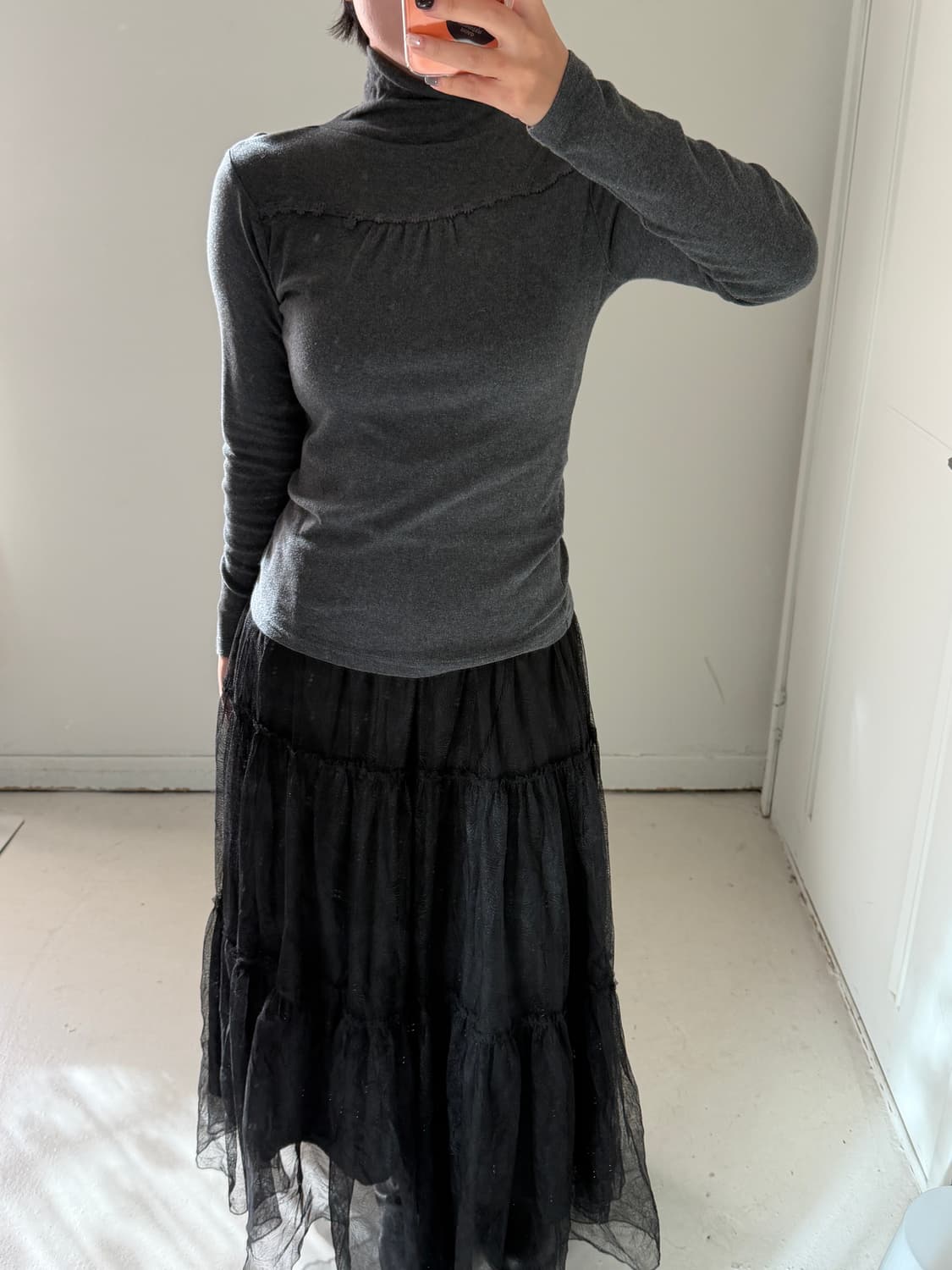 일본빈티지 차콜 터틀넥롱슬리브 상품이미지2