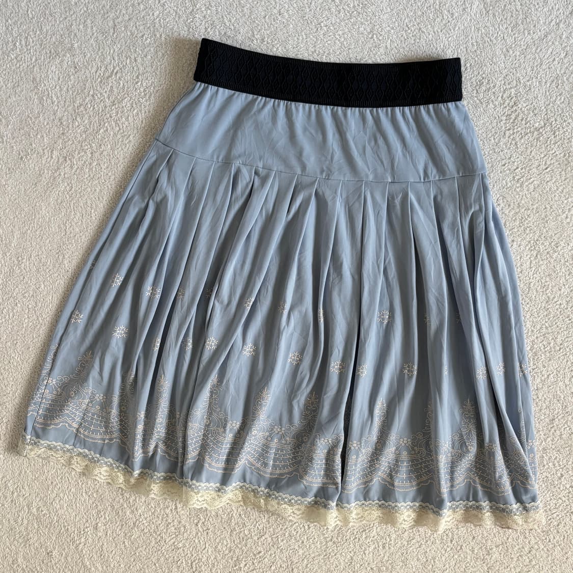 일본빈티지 lune moire 블루 스커트 상품이미지1