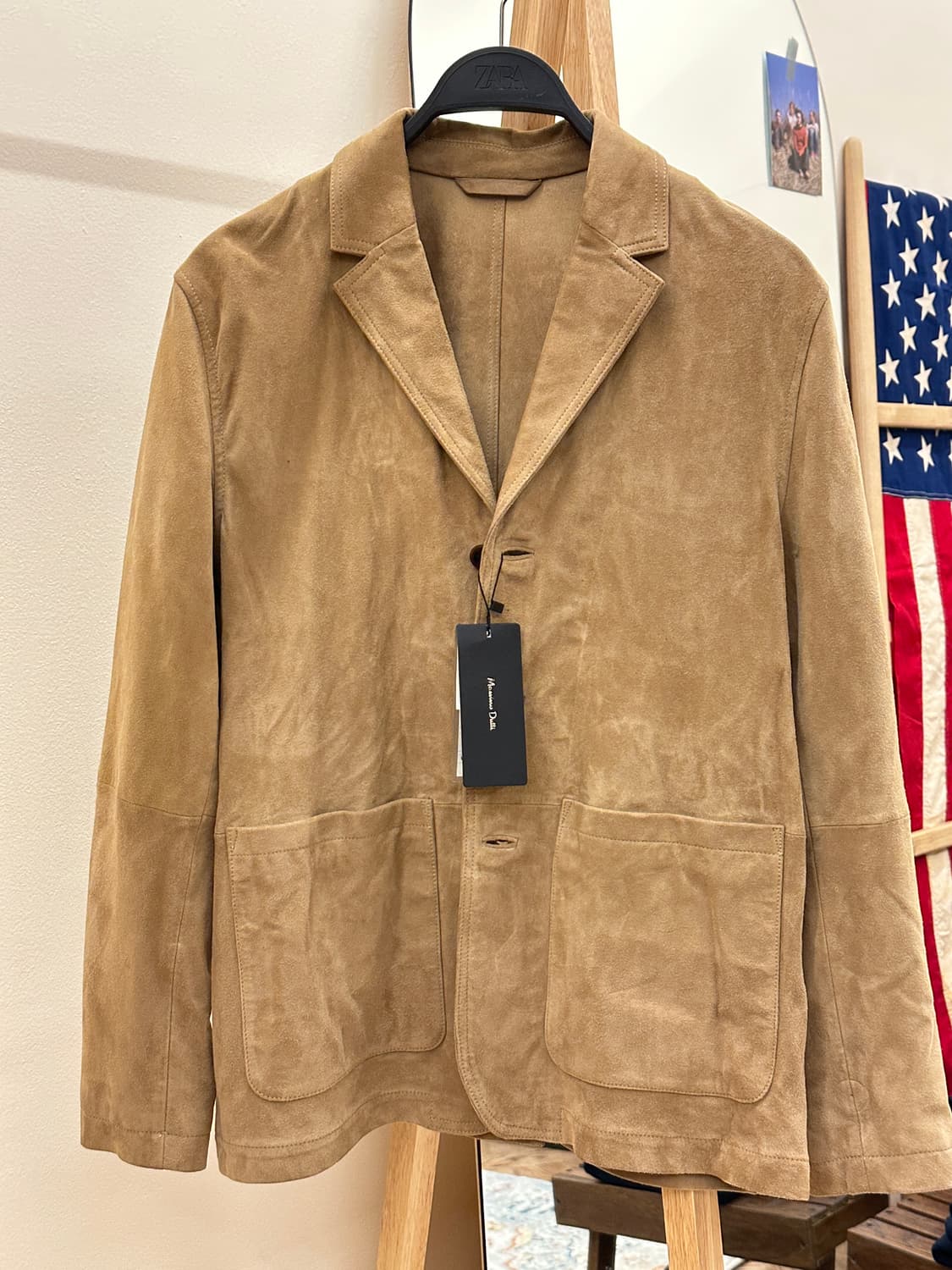 [새제품] 마시모두띠 고트스킨 스웨이드 가죽자켓 카멜 M 상품이미지1