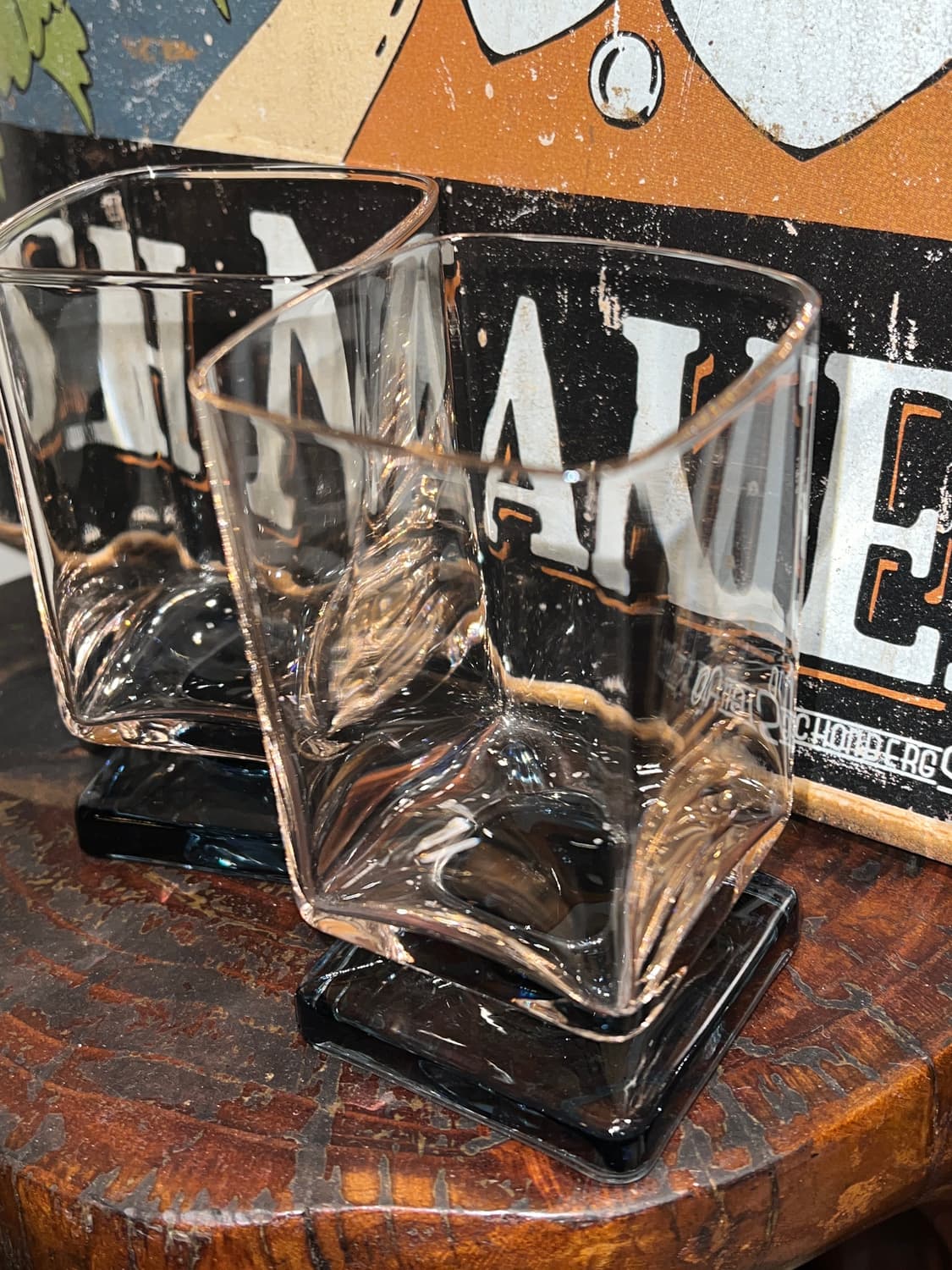 70s Disaronno Pink&Blue bar Glass 상품이미지3