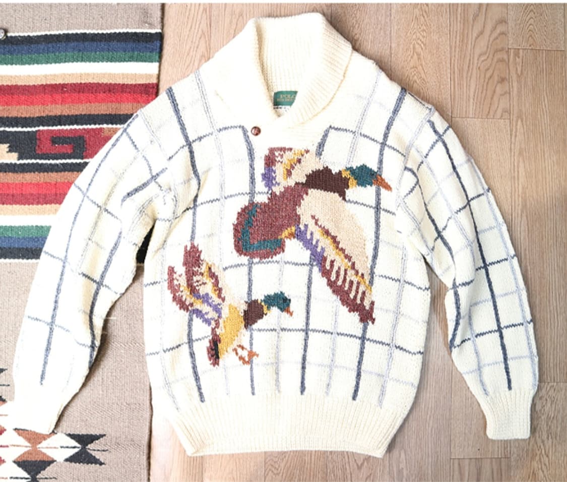 일본판 90S 영국식 울100% 숄카라 빈티지 헌팅 스웨터
 상품이미지1