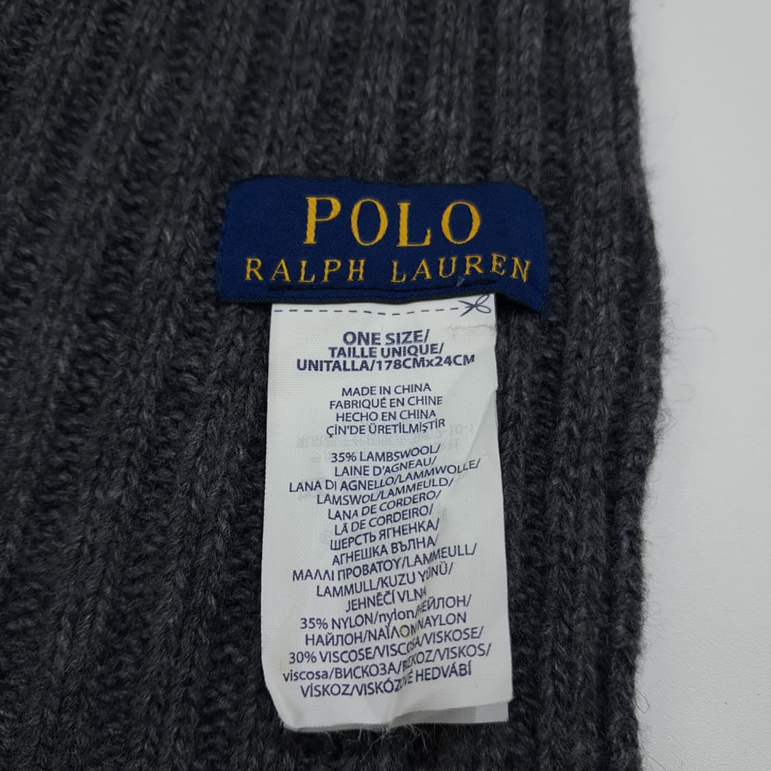 MX341 폴로 랄프로렌 그레이 리브드 램스울 니트 목도리 머플러 상품이미지6