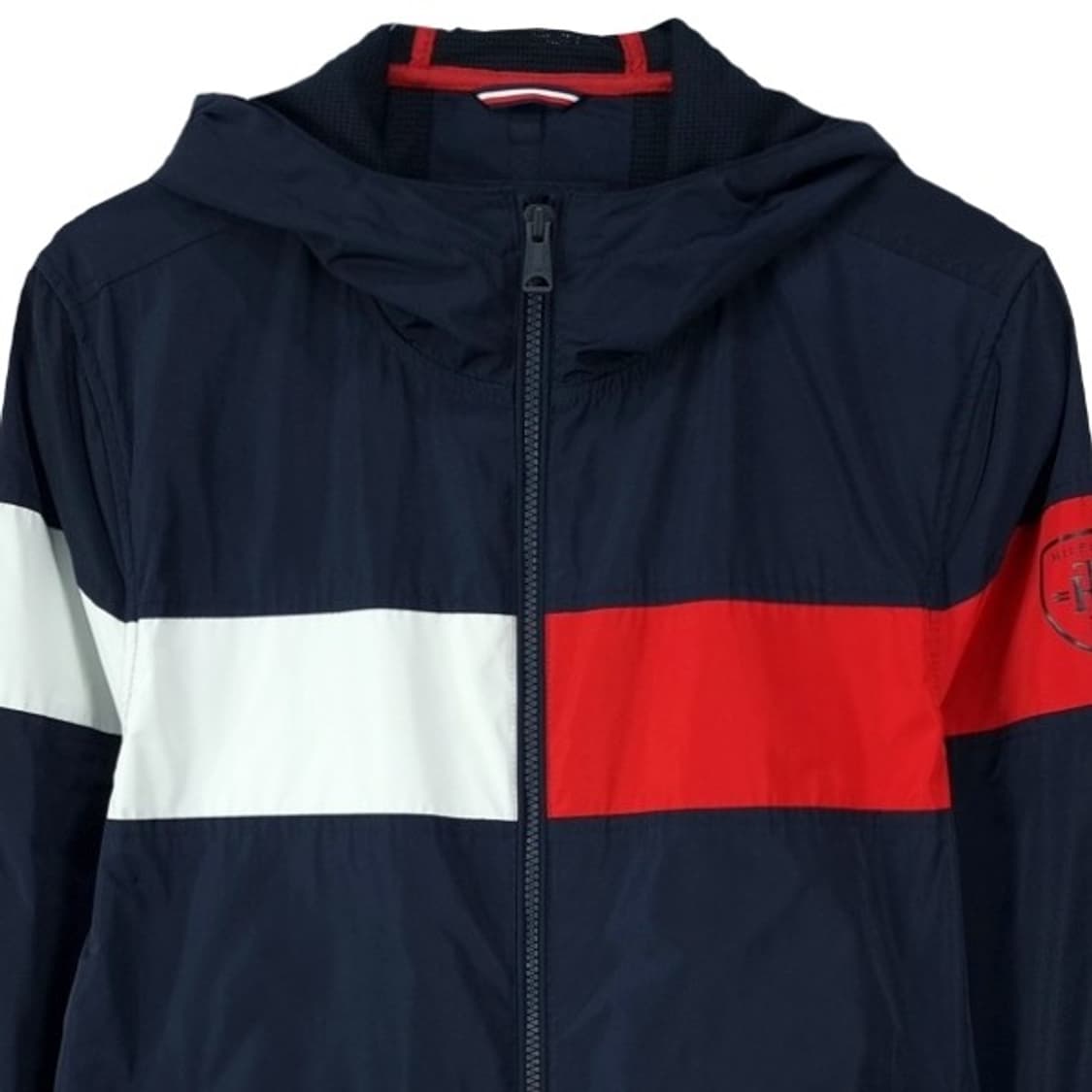 [타미힐피거] 빅로고 후드 바람막이 자켓 네이비 M19437 상품이미지4