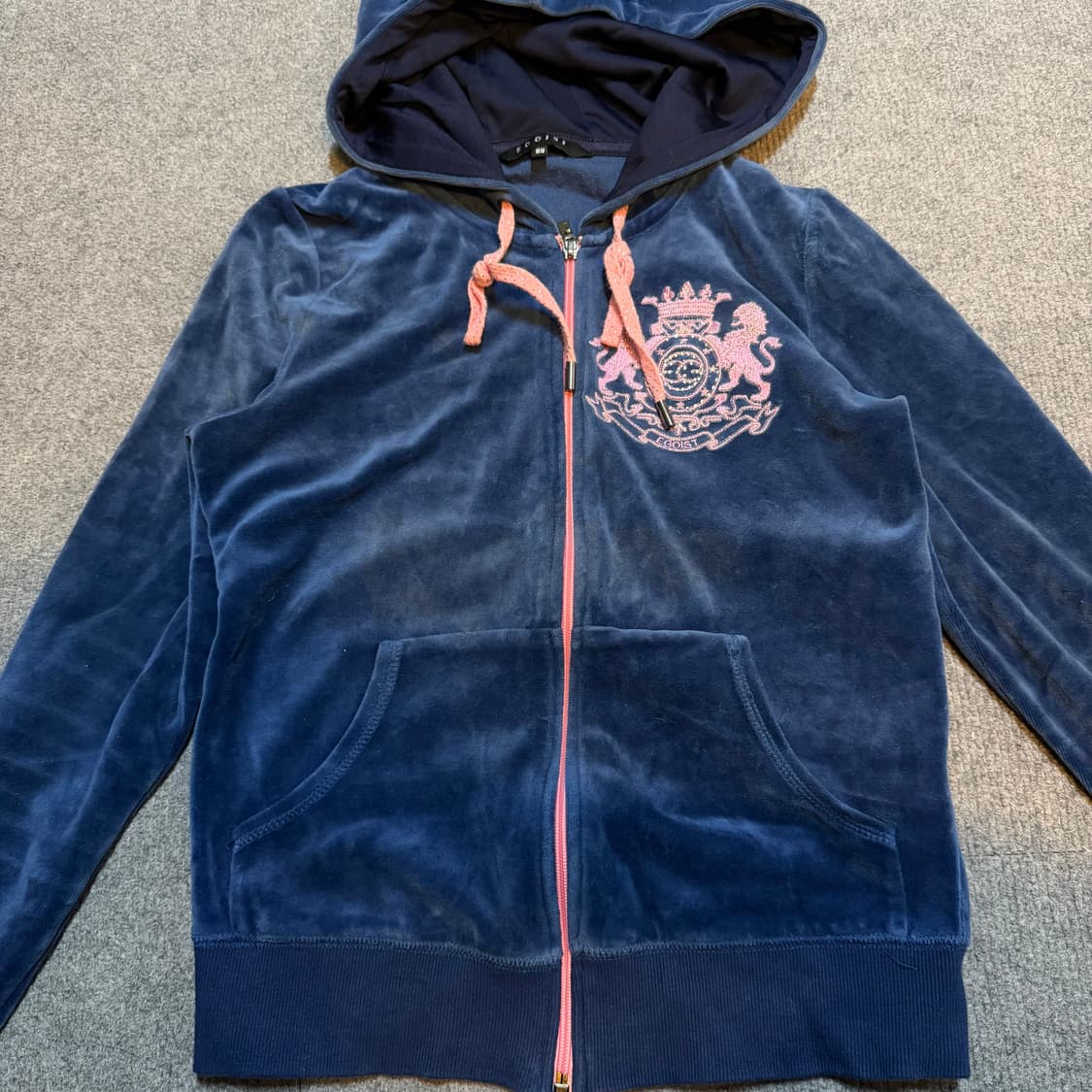 에고이스트 네이비 벨벳 후드집업 s 상품이미지2