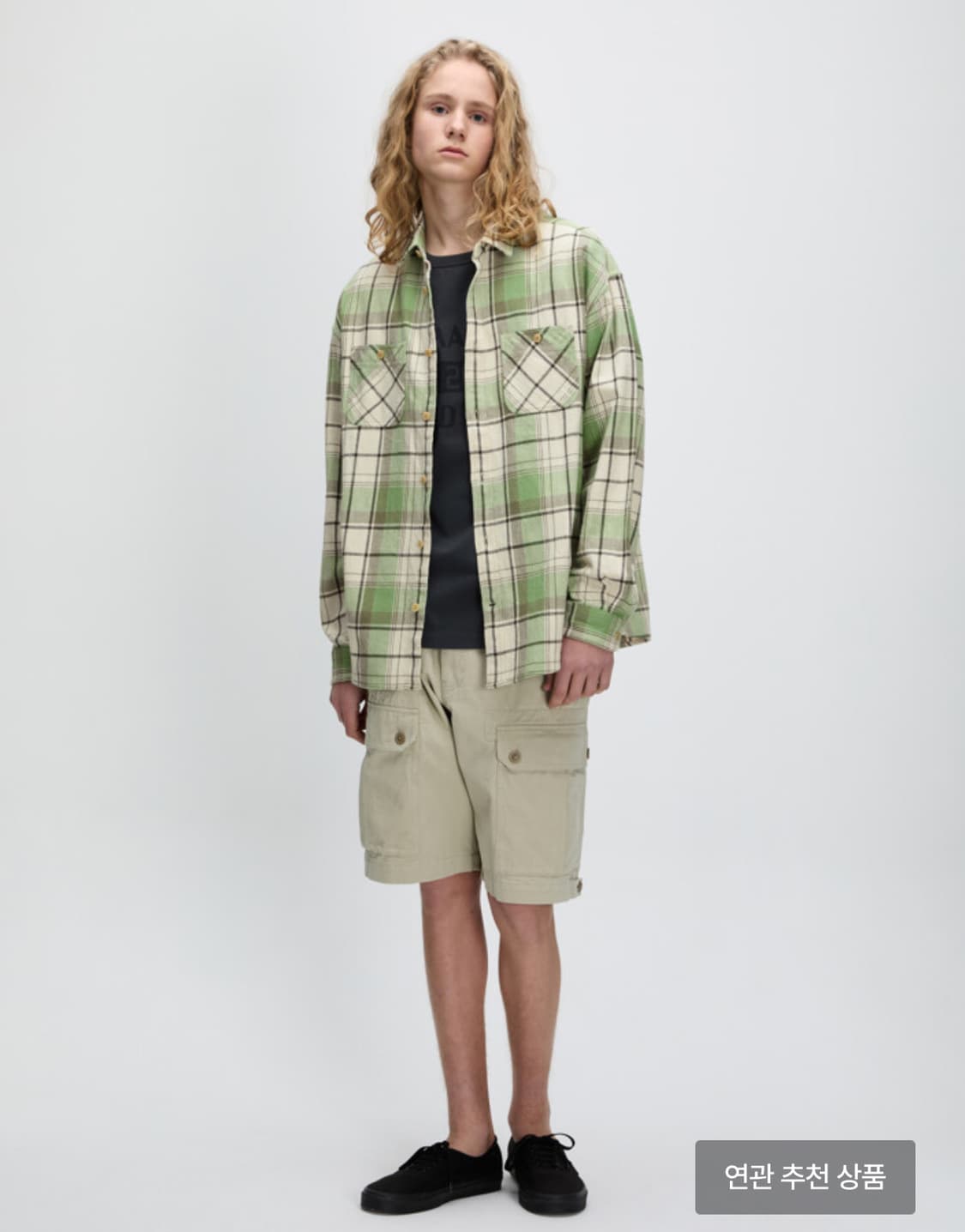 카키스 트러커 플레이드 셔츠 grass 상품이미지3