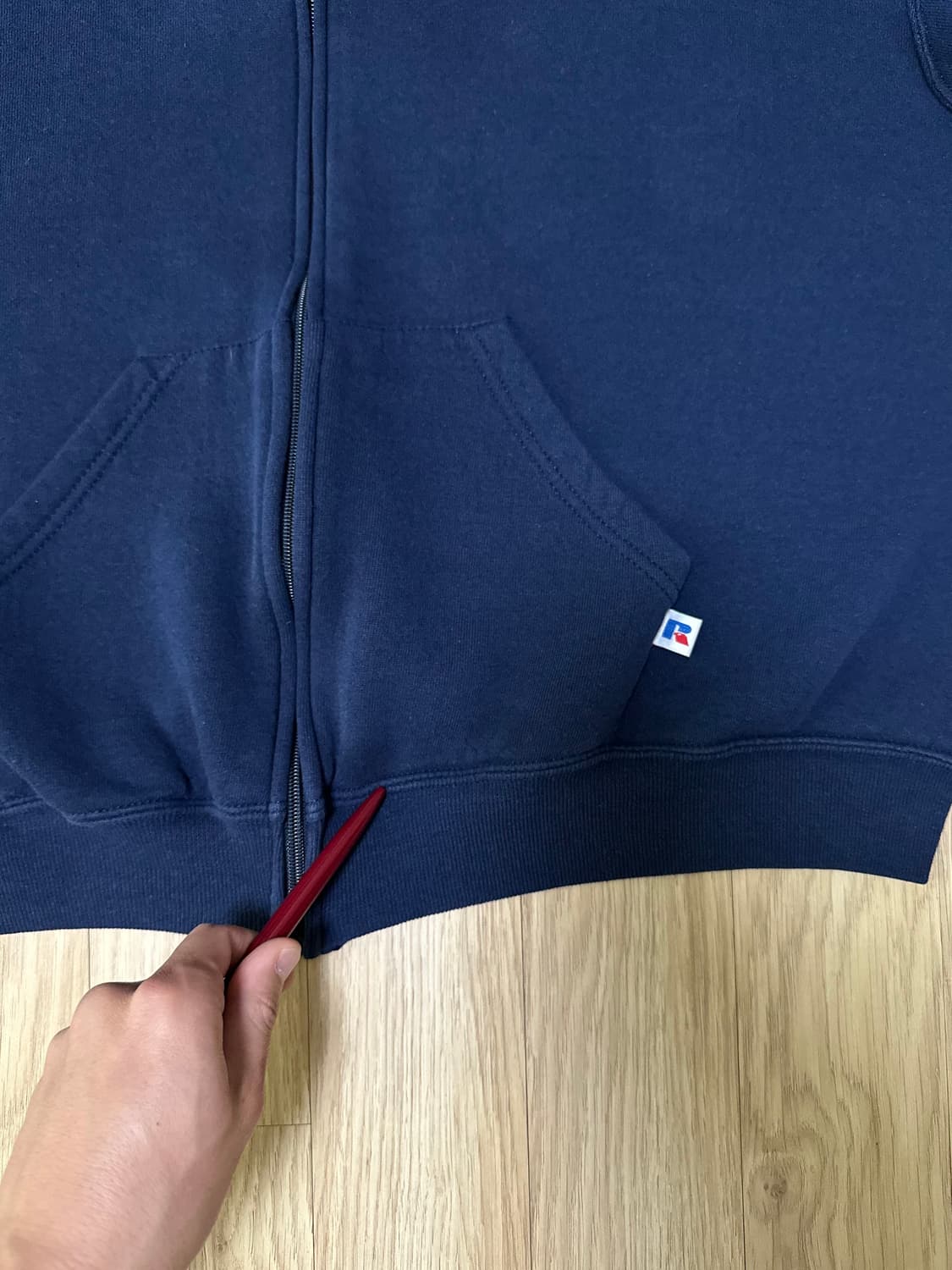 90s 빈티지 러셀 후드집업 네이비 L 상품이미지7