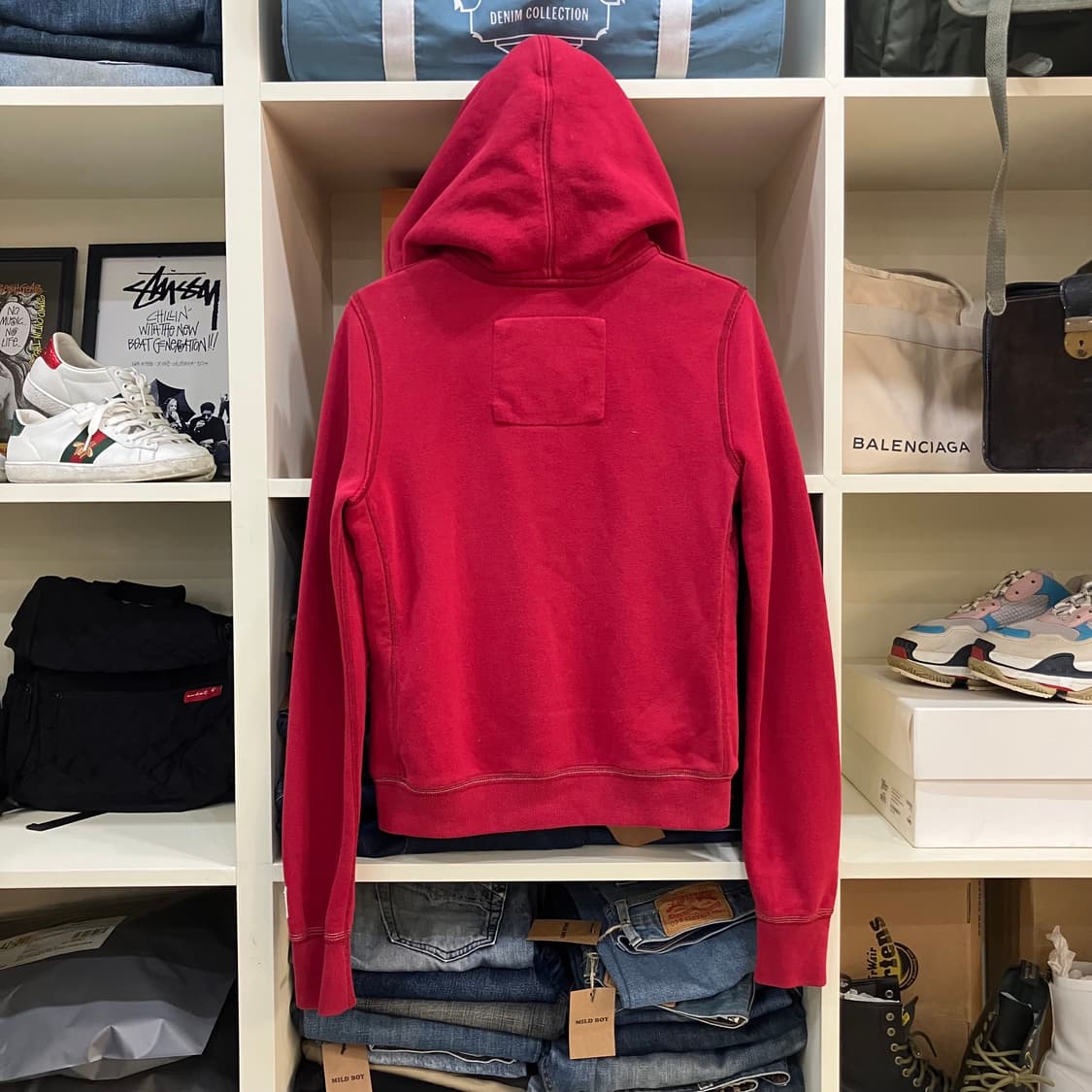 아베크롬비 레드 후드집업 M 상품이미지3