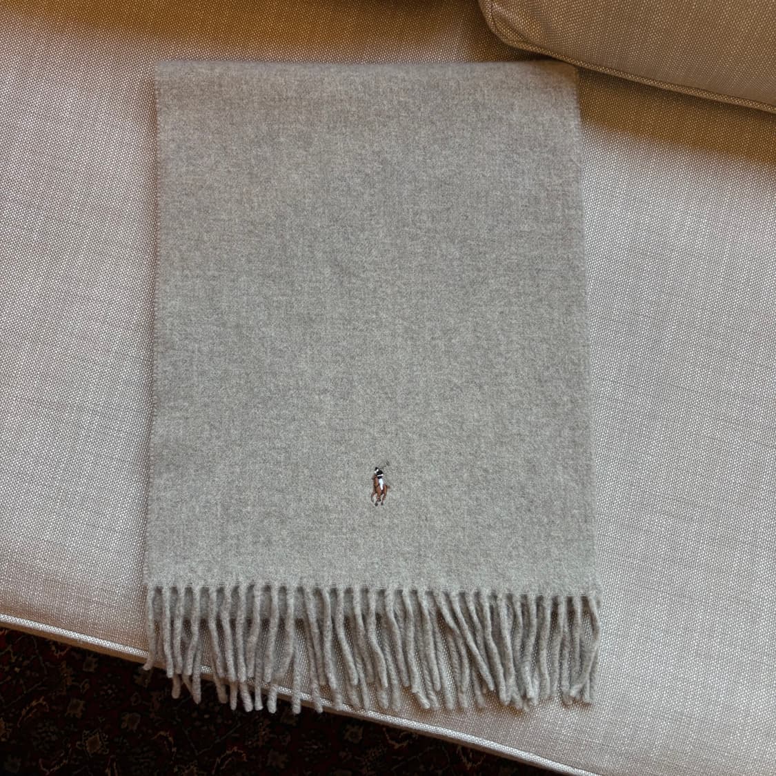 폴로 랄프로렌 울 머플러 시그니처 로고 오트밀컬러-남여공용 상품이미지1