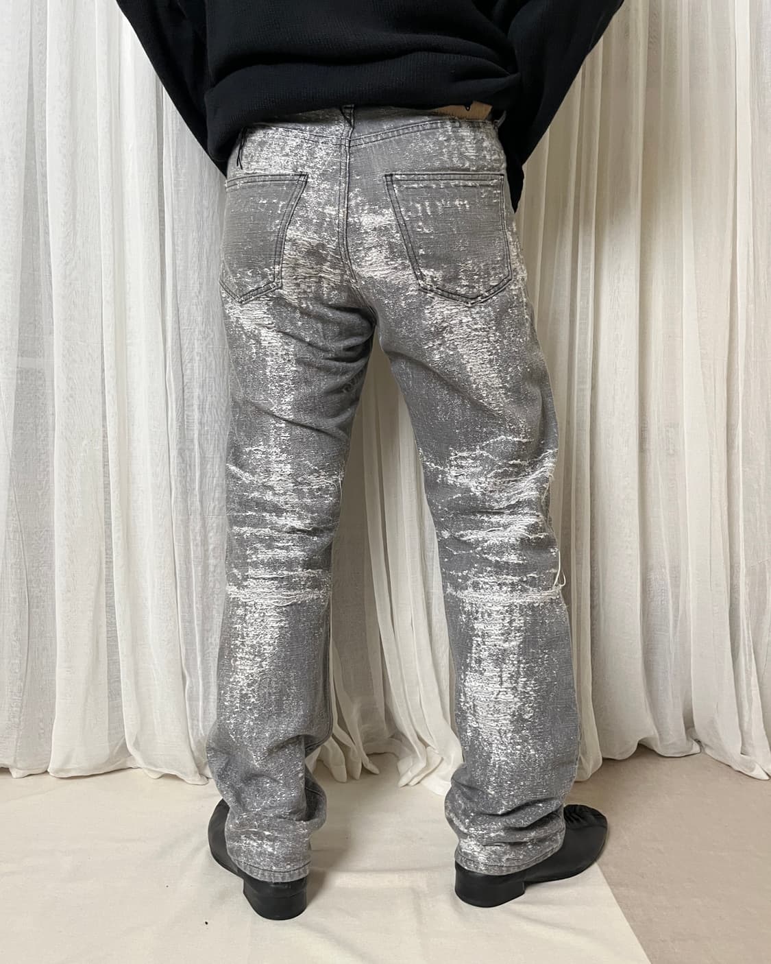 Taakk 24aw 자가드 스트레이트 데님 팬츠 boro 사시코 상품이미지2