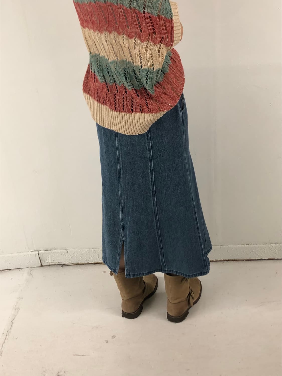 일본빈티지 데님 플레어 롱스커트 상품이미지3