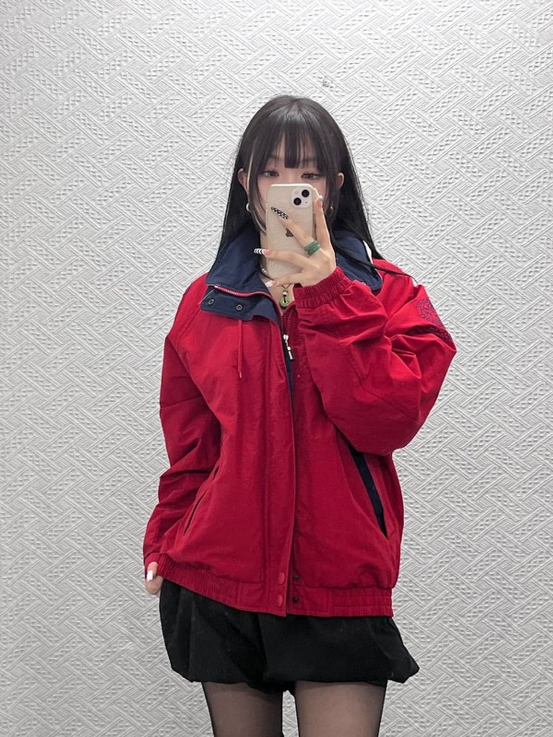 아식스 올드스쿨 레트로 오버핏 레터링 바람막이 자켓 105 C10719 상품이미지1