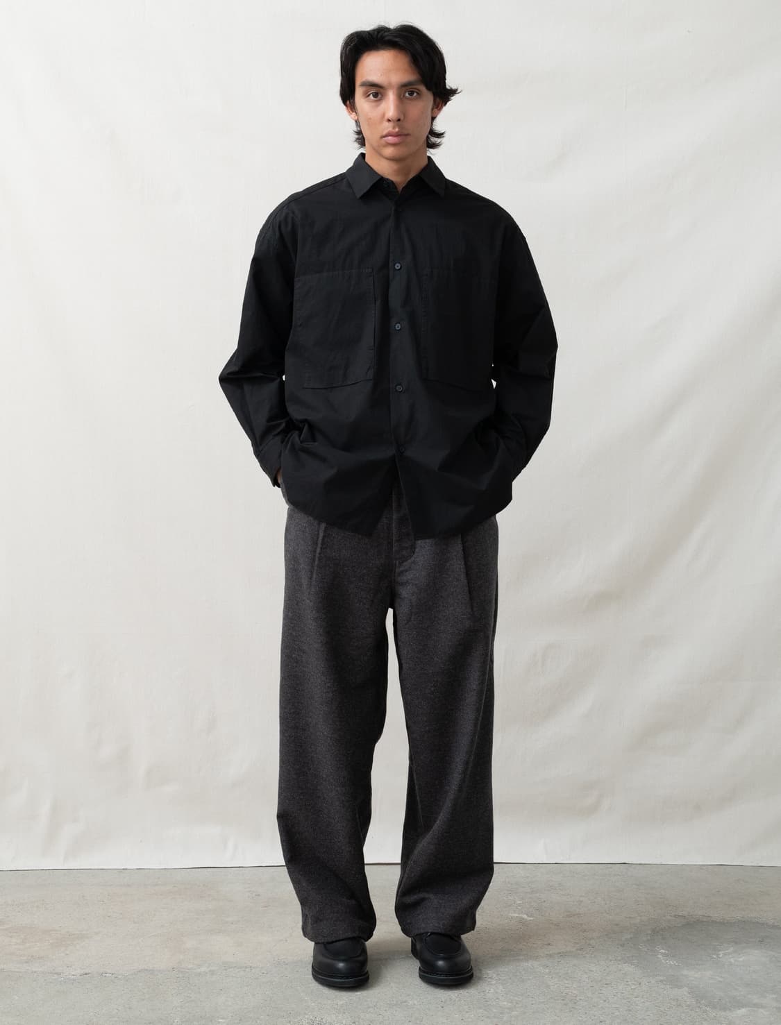 스틸바이핸드 가먼트다이 셔츠 블랙 48 상품이미지2