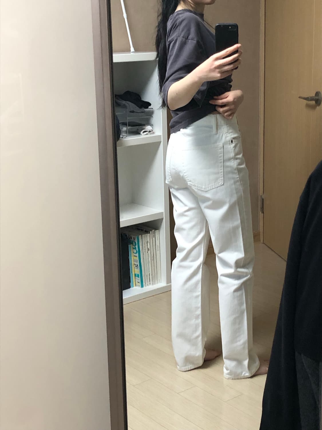 미착용 25 유니클로 스트레이트핏 코튼팬츠 일자 면바지 아이보리 상품이미지3