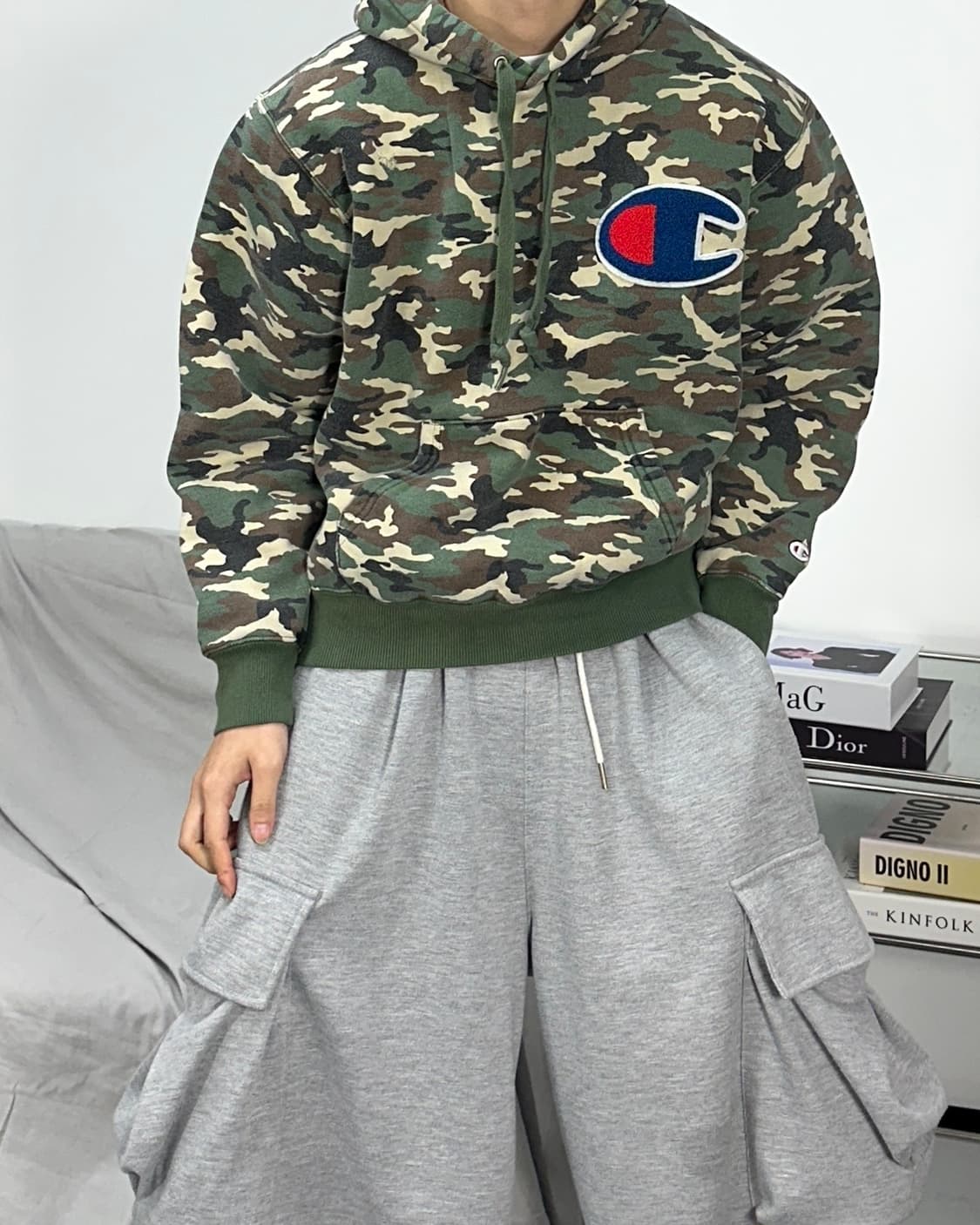 챔피온 제펜 카모 빅로고 후드티 L 상품이미지2