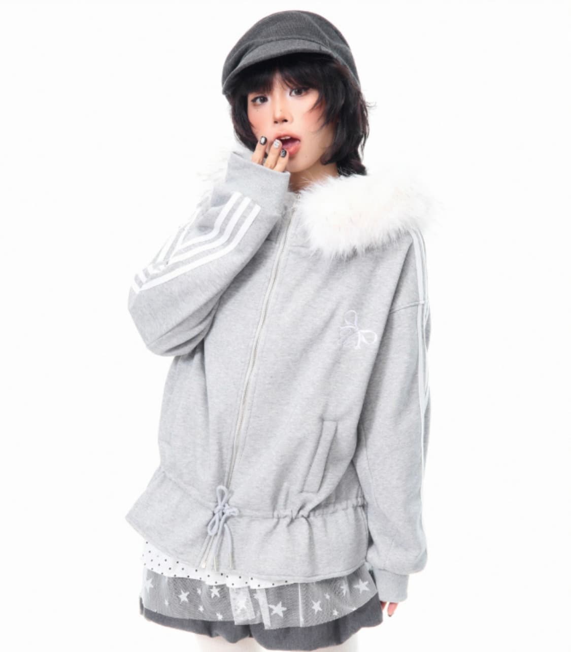 아사키 프레자키 퍼 후드 집업 상품이미지1