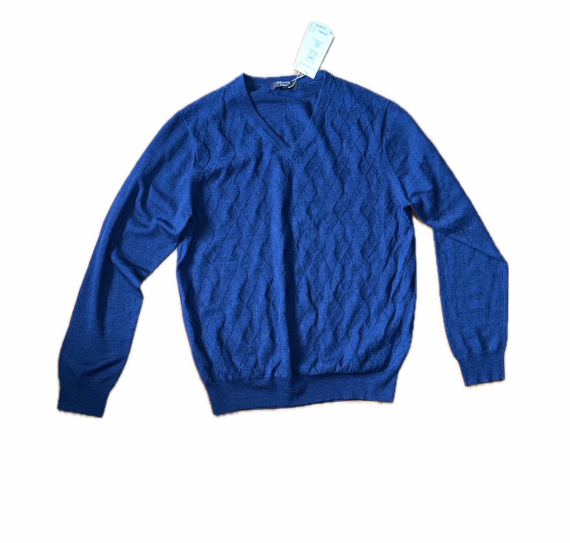 울 100 아가일 브이넥 니트 상품이미지6