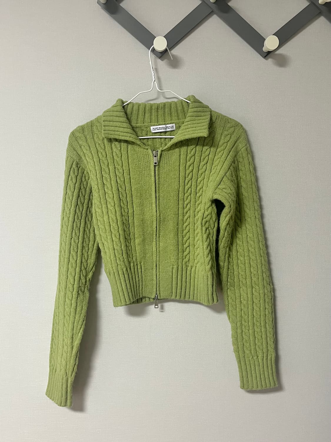 플레이스 스튜디오 풀오버 케이블 카라 집업 크롭 니트 자켓 상품이미지2