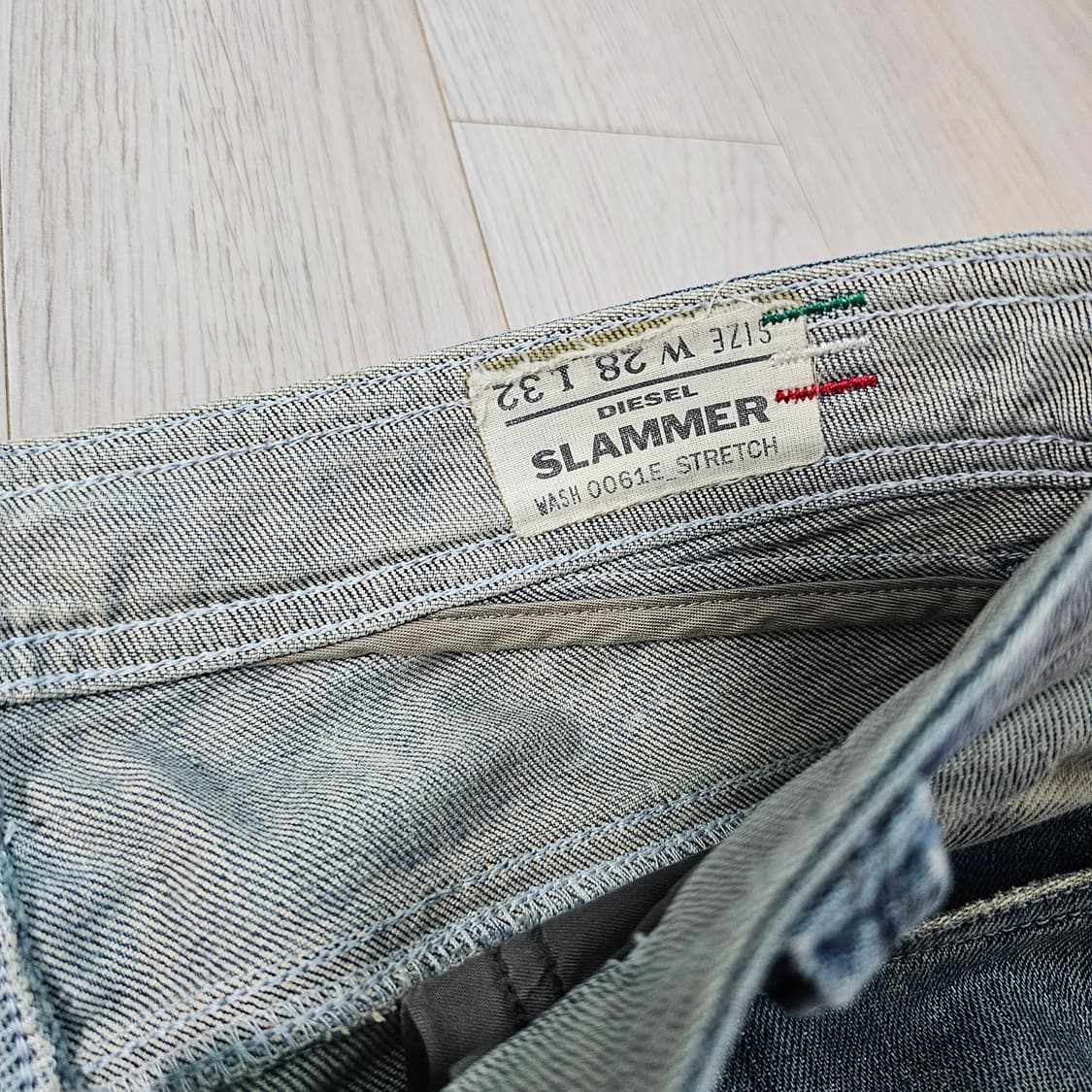 디젤 슬래머 61e 더티 워싱진 데님 청바지 블루 상품이미지8
