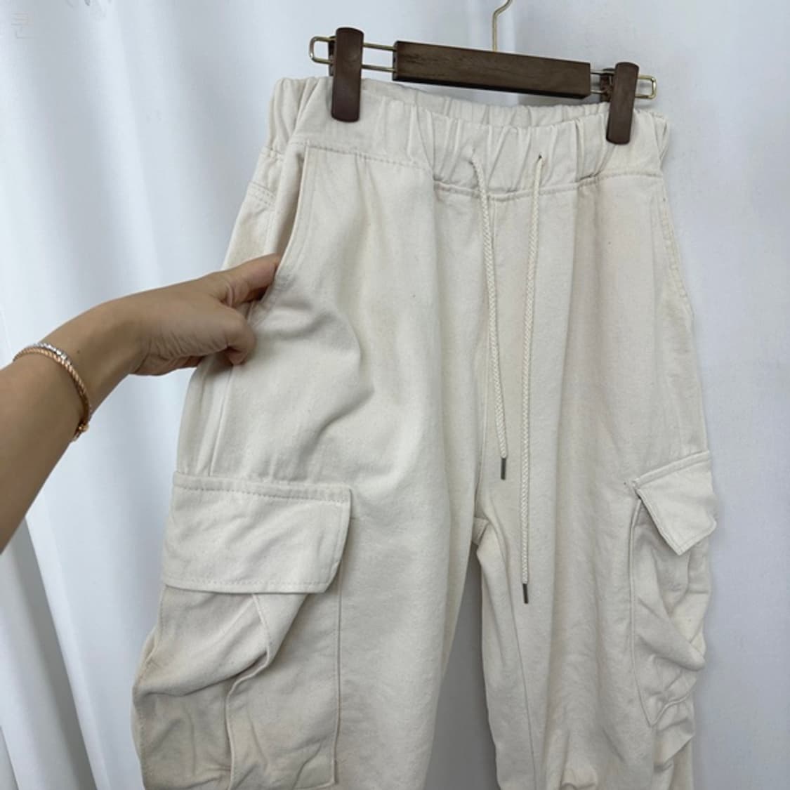 보세 남자 면100% 밴딩 바지 아이보리 FREE 상품이미지4