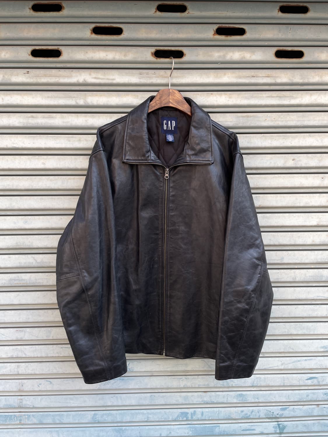  9-00s Old GAP Black Leather Full zip 상품이미지2