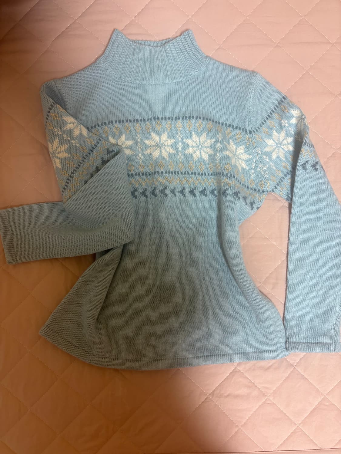 하구미 모리 반목 눈꽃패턴 니트 레이어드 빈티지 소녀 상품이미지1