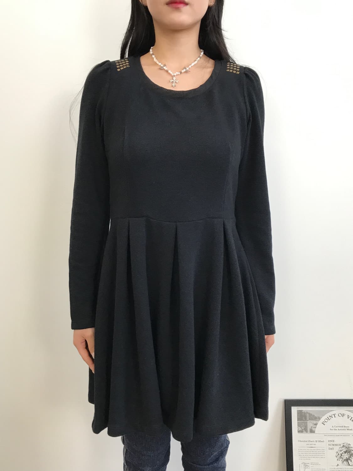 NWT ViVi x GU Black Flare Mini Dress 상품이미지3