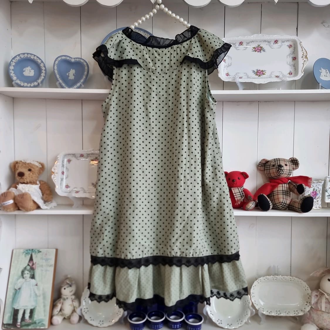 axes femme(엑시즈팜) 말차 도트 레이스 원피스 상품이미지6