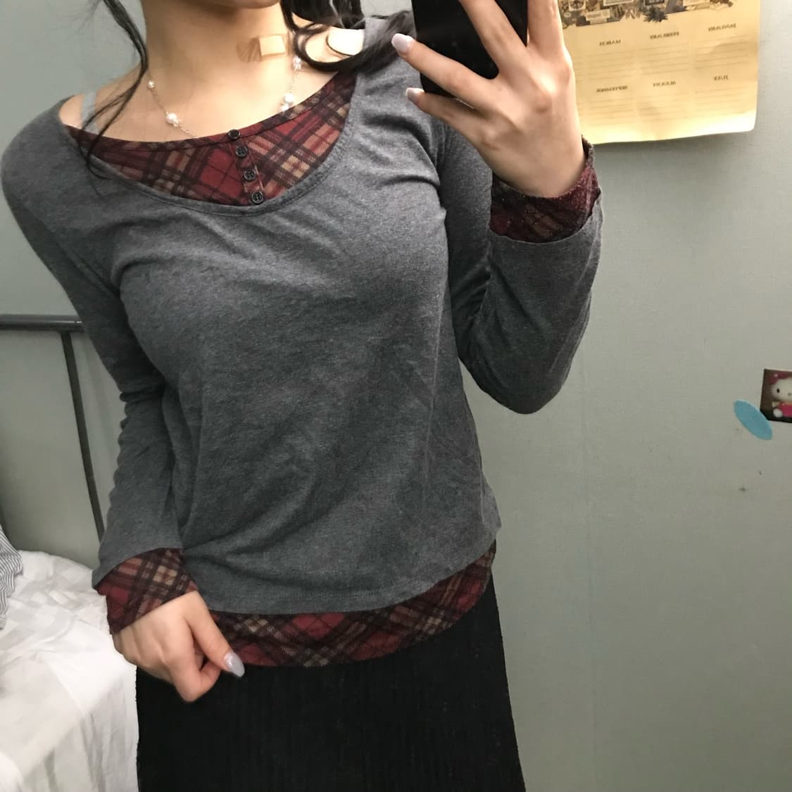 Drea my minx 모리걸 스쿨룩 긱시크 레이어드티 상품이미지1