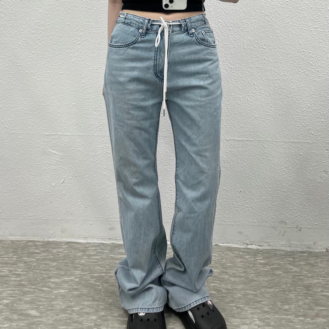 마뗑킴 스트링 부츠컷 데님 팬츠 S 상품이미지6