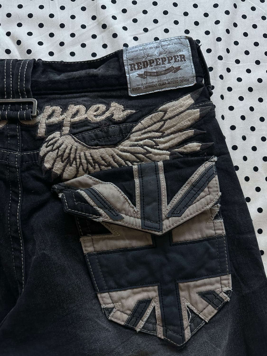 레드페퍼 흑청 백패치 워싱 데님팬츠 y2k 갸루 펑크 상품이미지6