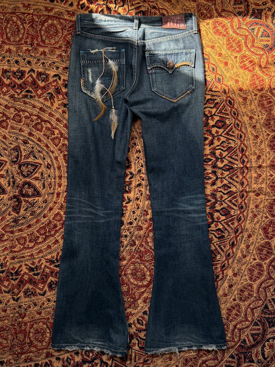 Turquoise Beaded Washed Denim Pants 0189 상품이미지5